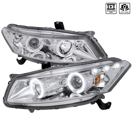 Spec-D Tuning 08-12 Honda Accord Halo Projector Headlight Chrome Housing 2LHP-ACD082-TM